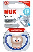 Nuk Space Night (НУК) соска-пустышка силиконовая ортодонтическая 6-18месяцев Сова +контейнер, MAPA GmbH